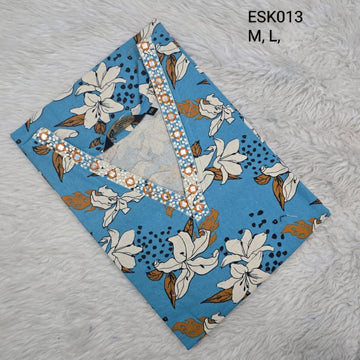 Blue Embroidery & Sequence Side open Kurtis -ESK013