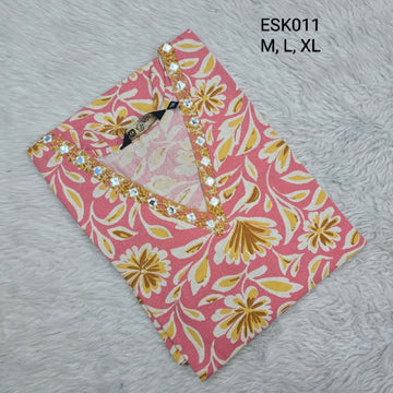 Light Orange Embroidery & Sequence Side open Kurtis -ESK011