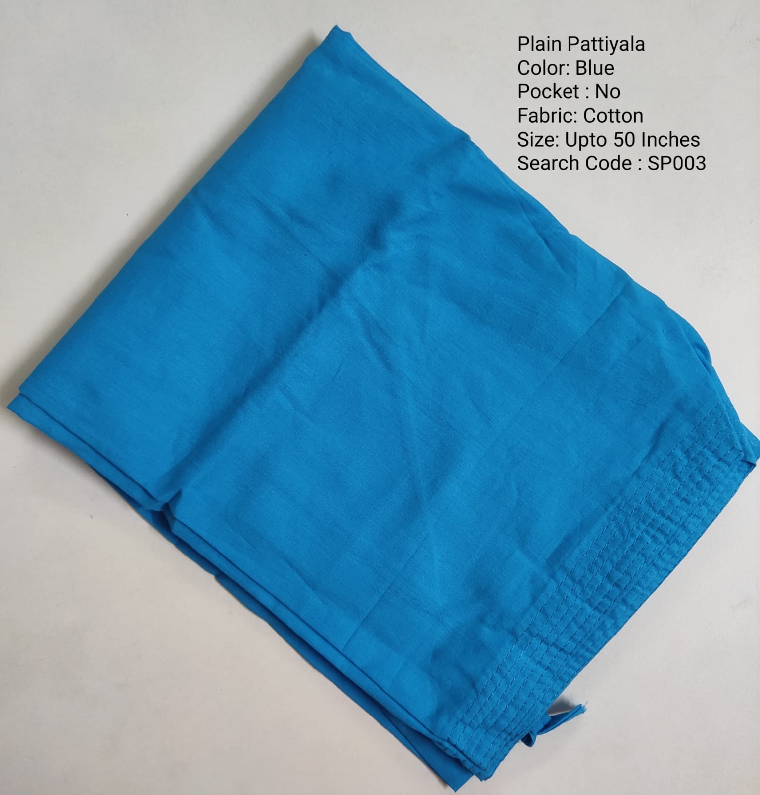Blue Cotton Plain Pattiyala  -SP003