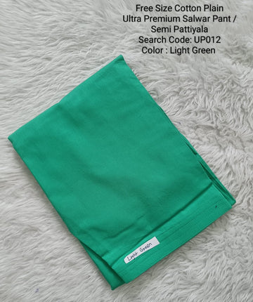 Light Green Cotton Plain Pattiyala  - UP012