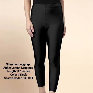 Black Shimmer Ankle Length Leggings - SAL001