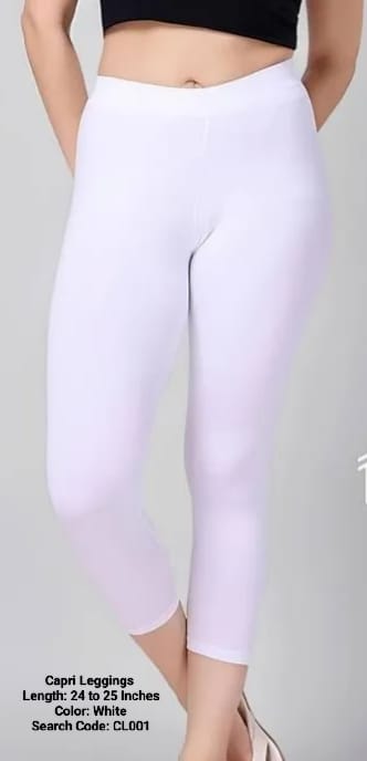 White Capri 3/4 Length Leggings - CL001