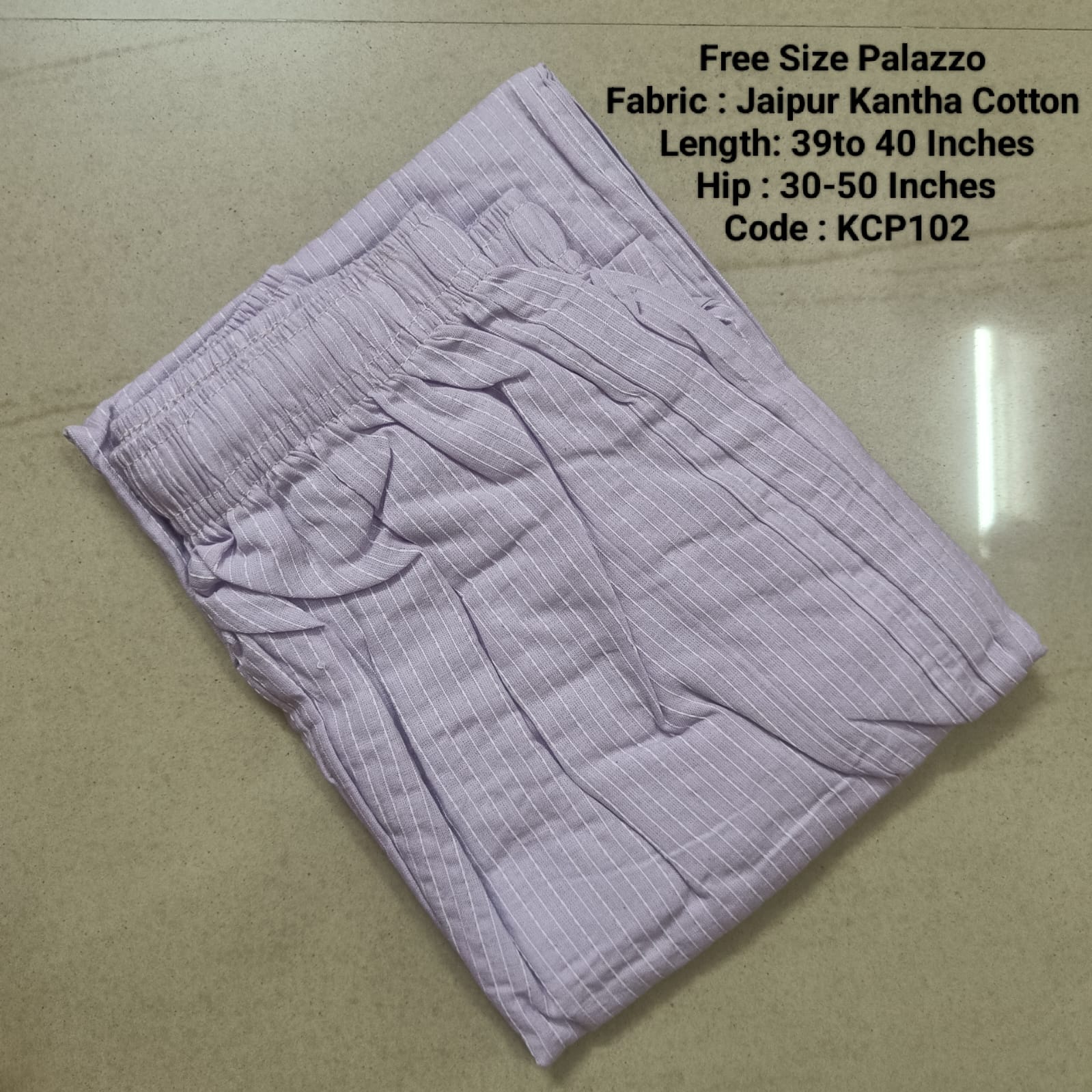 Light Lavender Free Size Cotton Palazzo  -KCP102
