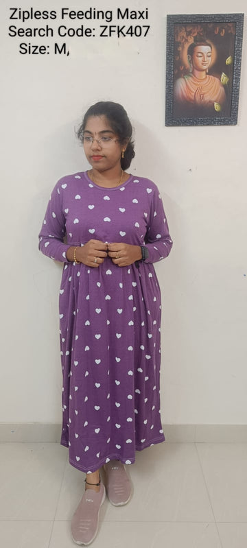 Purple  Zipless Feeding Kurtis Flip Flap Model - ZFK407