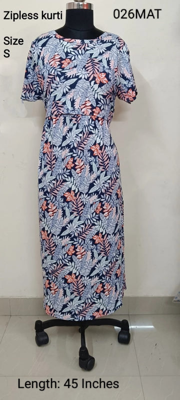 Blue Zipless Feeding Kurtis Flip Flap Model - 026MAT