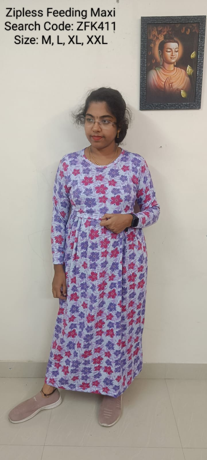 Light Lavender Zipless Feeding Kurtis Flip Flap Model - ZFK411