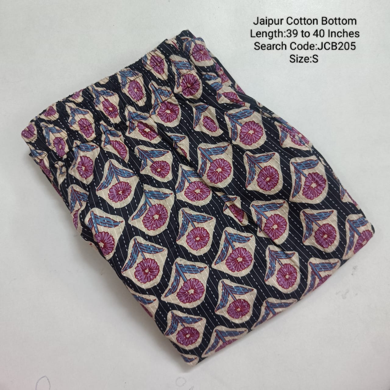 Black Jaipur Cotton  Printed  Kurta Pant - JCB205