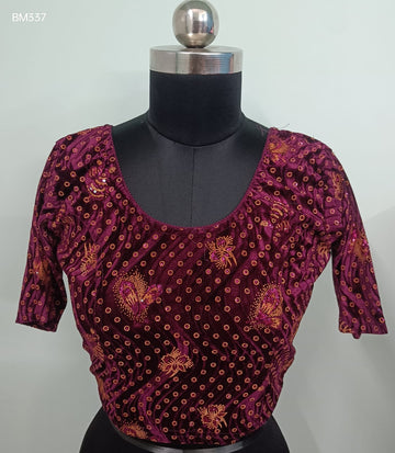 Wine Stretchable Free-Size Blouse - BM337