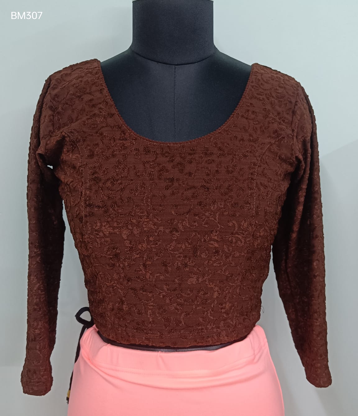 Coffee Brown Stretchable Free-Size Blouse - BM307