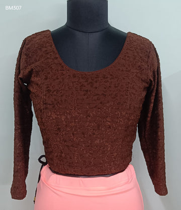 Coffee Brown Stretchable Free-Size Blouse - BM307