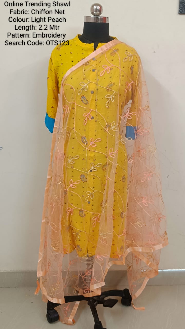 Light Peach Online Trending Shawl - OTS123