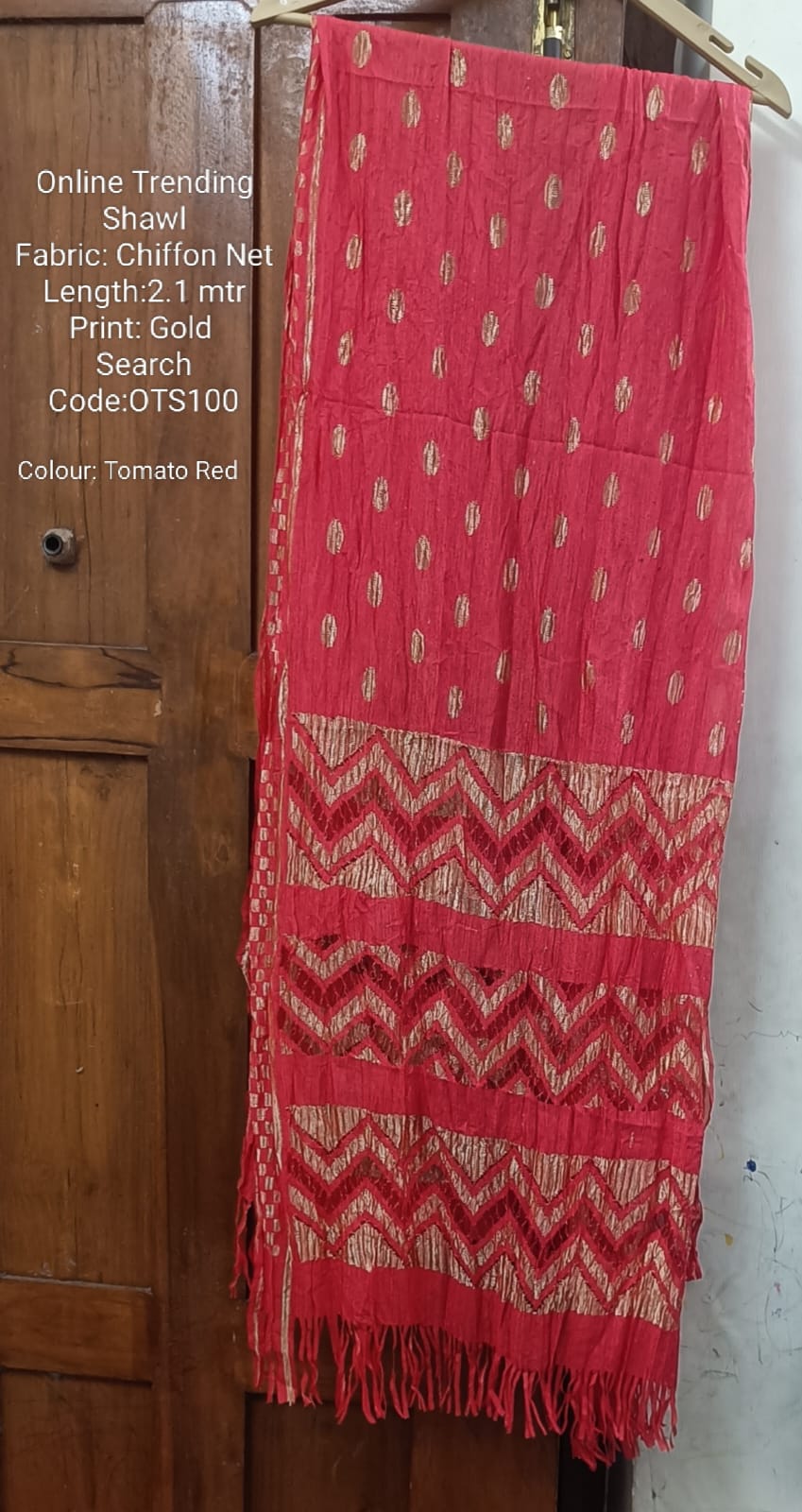 Tomato Red Online Trending Shawl - OTS100