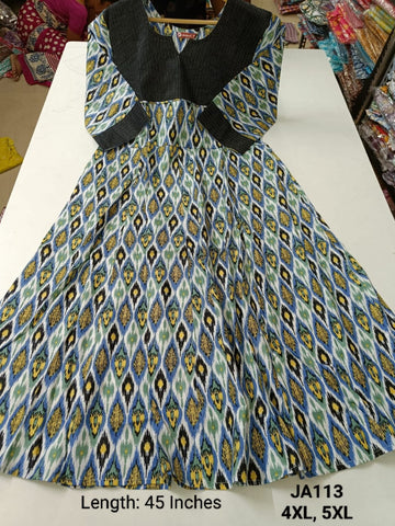 Black Jaipur Cotton Anarkali - JA113