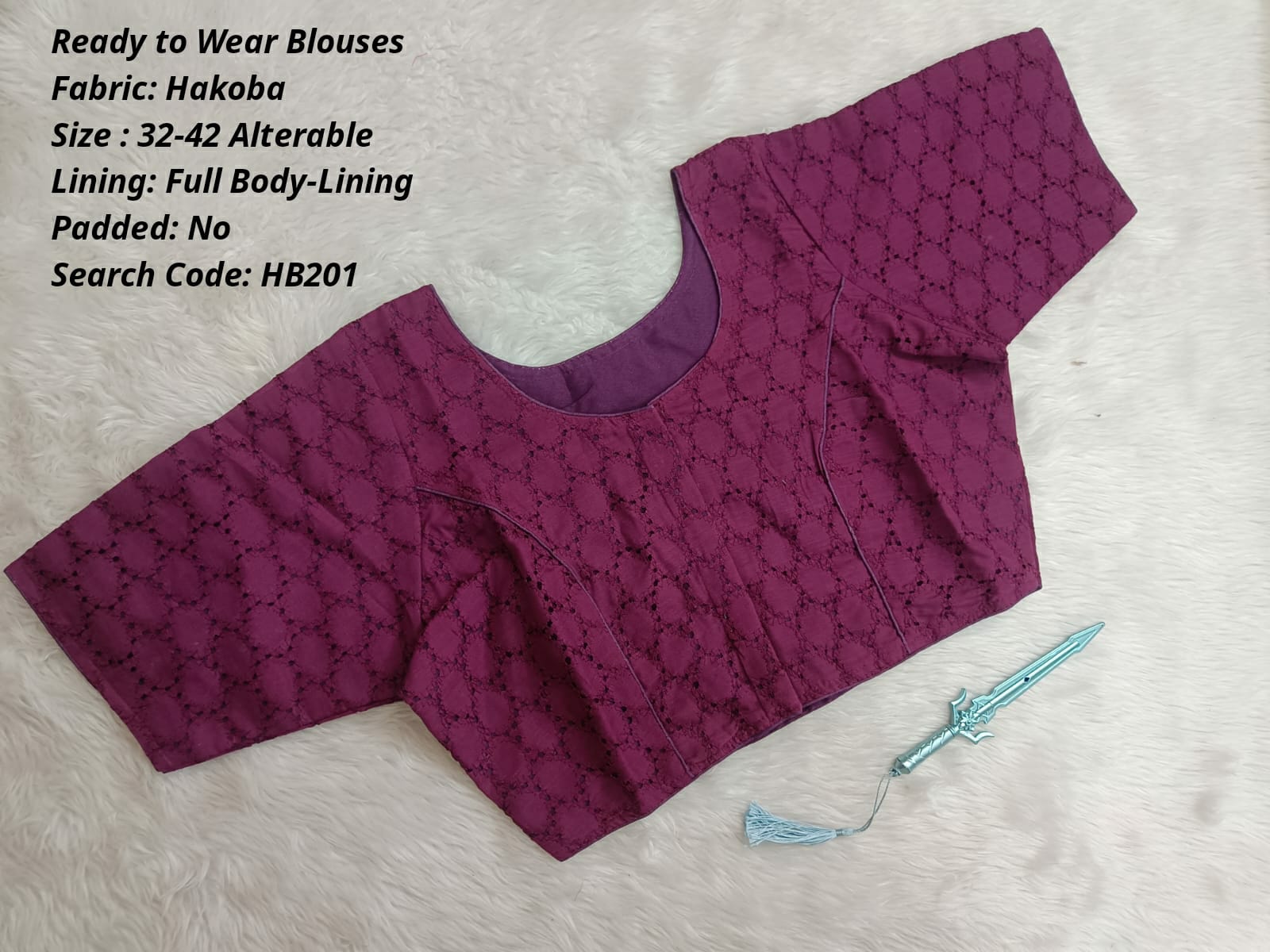 Purple Hakoba Princess Cut Ready to Wear Blouse - HB201