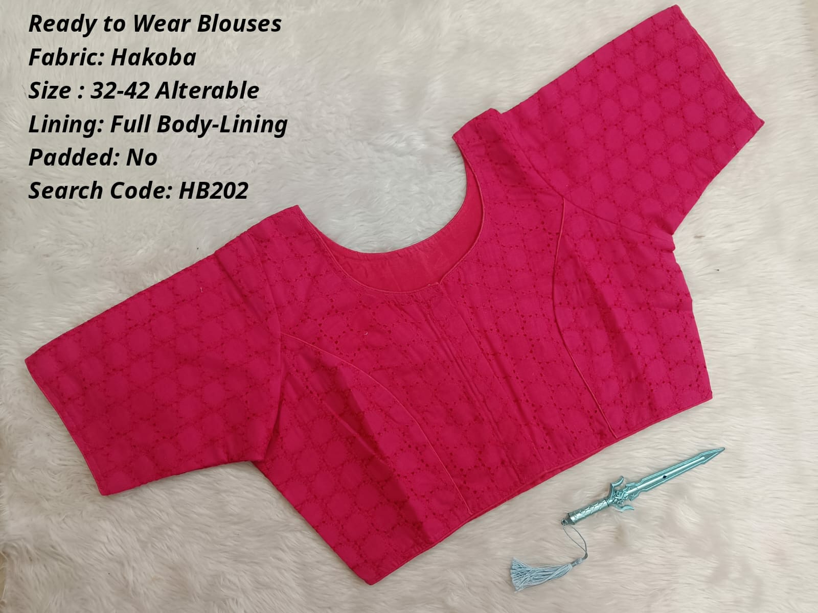 Rani Pink  Hakoba Princess Cut Ready to Wear Blouse - HB202