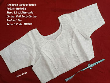 White Hakoba Princess Cut Ready to Wear Blouse - HB207