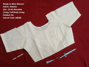 Half White  Hakoba Princess Cut Ready to Wear Blouse - HB208