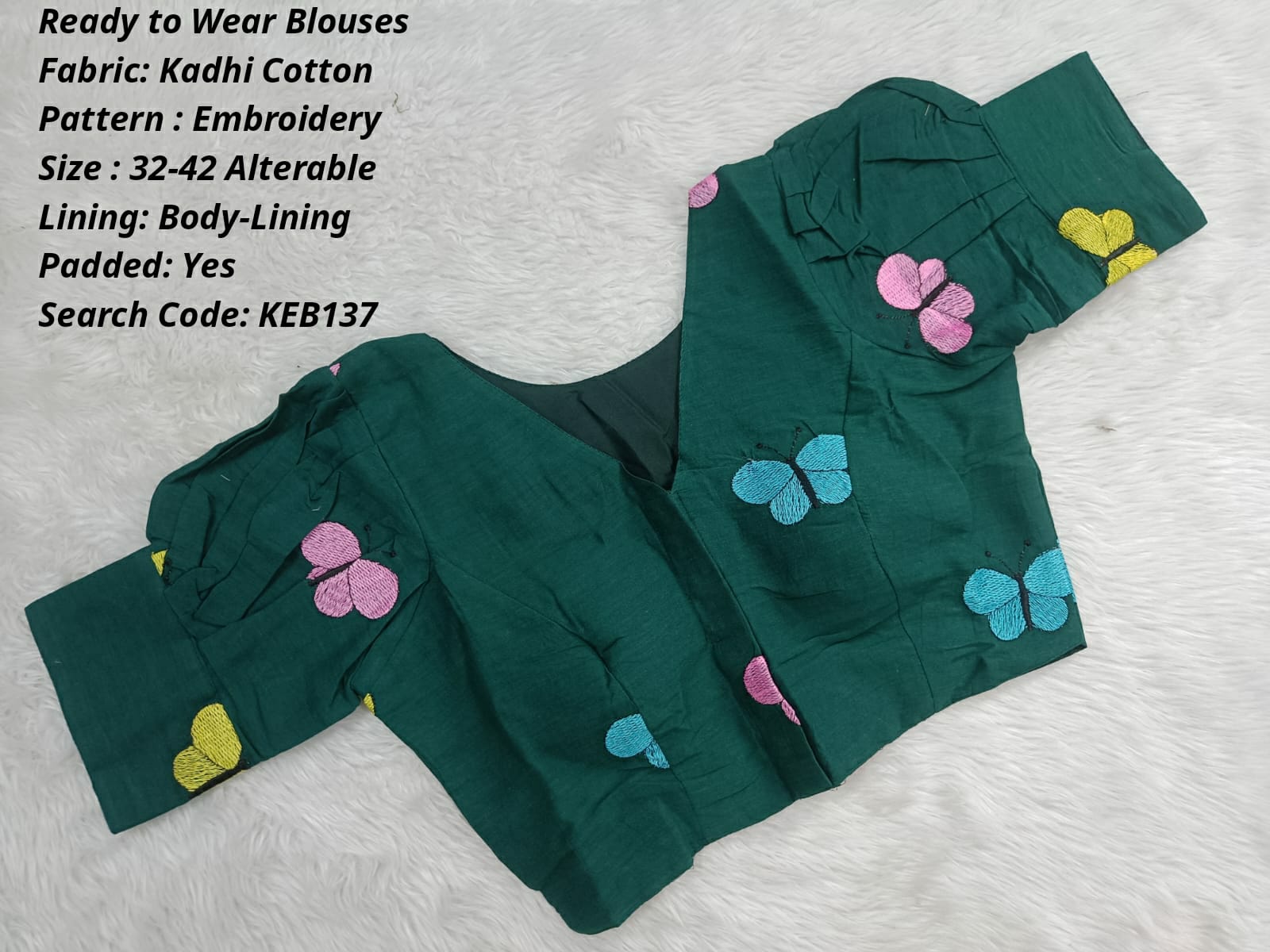 Bottle Green Khadi Princess Cut Ready to Wear Blouse -KEB137