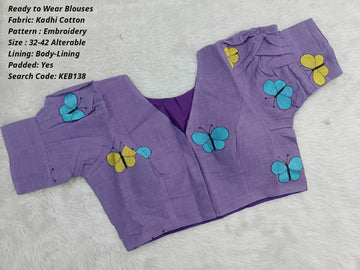 Purple  Khadi Princess Cut Ready to Wear Blouse -KEB138