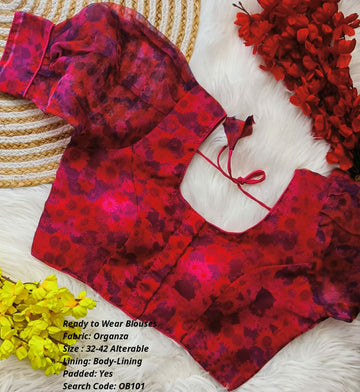 Rani PInk Organza Princess Cut Ready to Wear Blouse - OB101