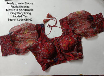 Maroon Organza Princess Cut Ready to Wear Blouse - OB102