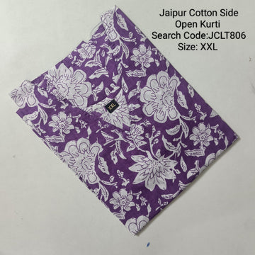 Purple Jaipur Cotton Side Open Kurti Top Only Collection -JCLT806