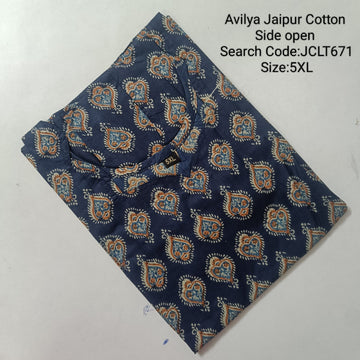 Navy Blue Jaipur Cotton Side Open Kurti Top Only Collection -JCLT671