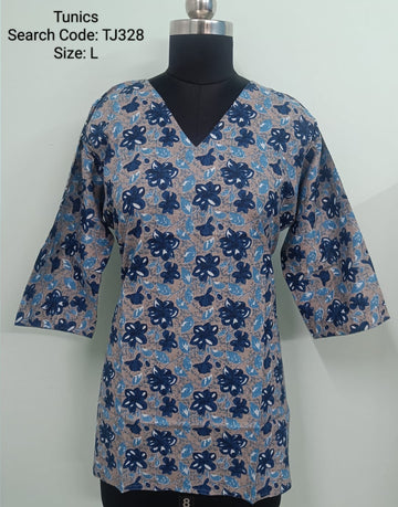 Ink Blue Jaipur Cotton Tunics / Peplum Tops -TJ328