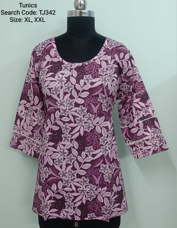 Purple Jaipur Cotton Tunics / Peplum Tops -TJ342