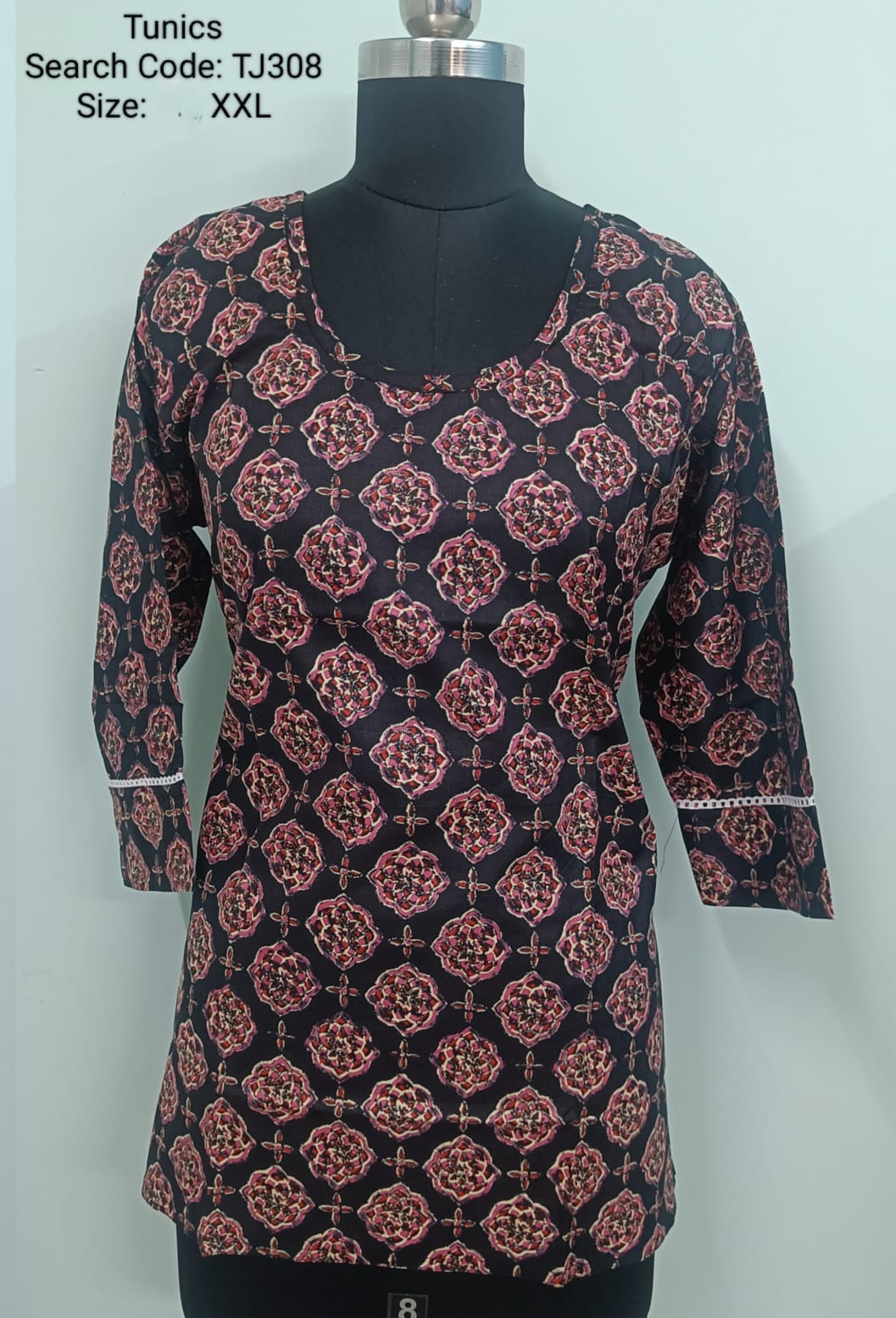Black Jaipur Cotton Tunics / Peplum Tops -TJ308