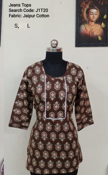 Brown Jaipur Cotton Tunics / Peplum Tops -J1T20