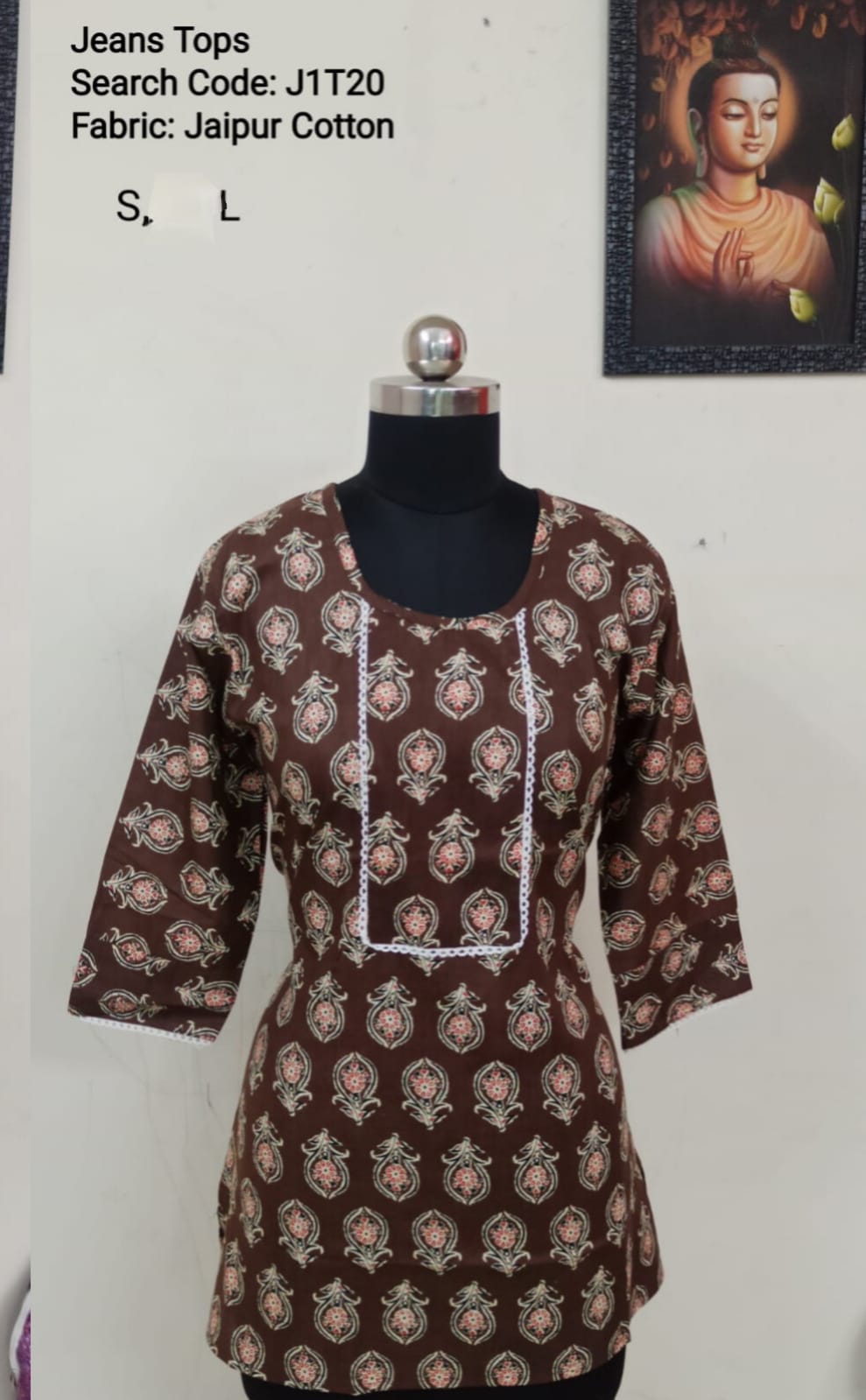 Brown Jaipur Cotton Tunics / Peplum Tops -J1T20