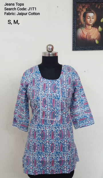 Blue Jaipur Cotton Tunics / Peplum Tops -J1T1