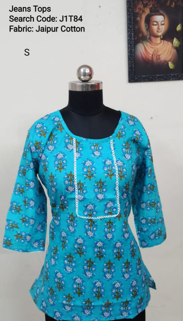 Blue Jaipur Cotton Tunics / Peplum Tops -J1T84