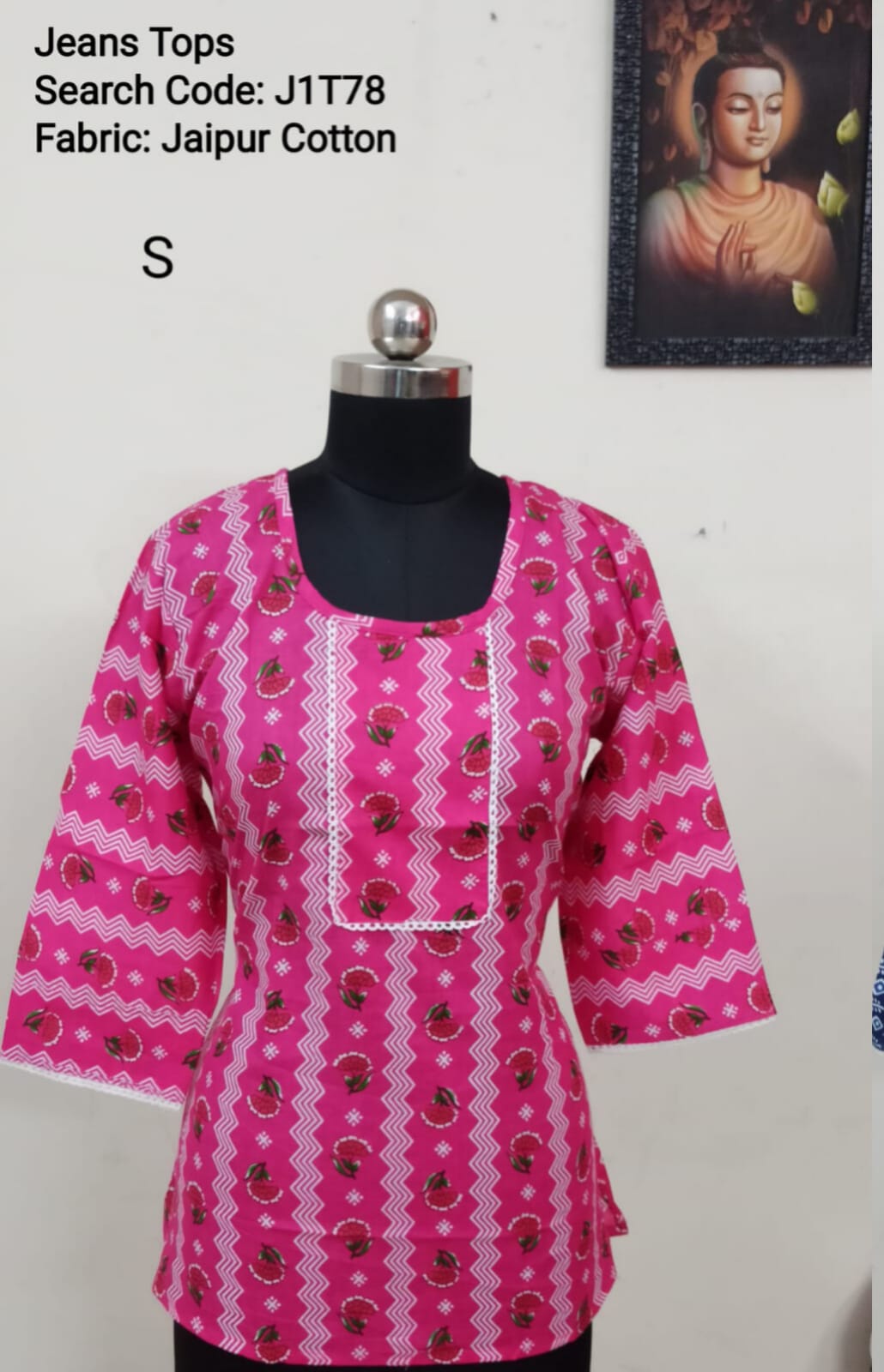 Pink Jaipur Cotton Tunics / Peplum Tops -J1T78