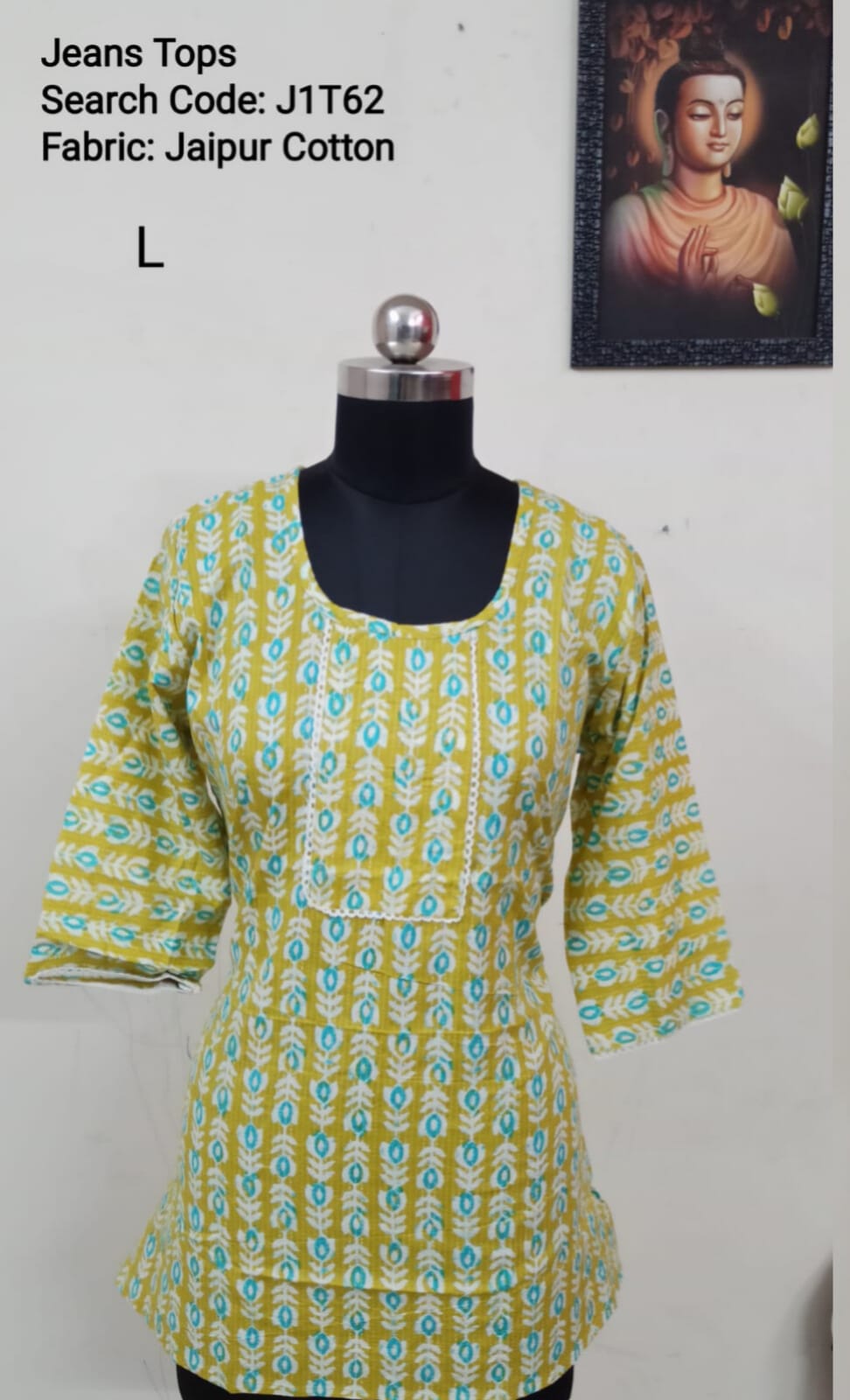 Yellow Jaipur Cotton Tunics / Peplum Tops -J1T62