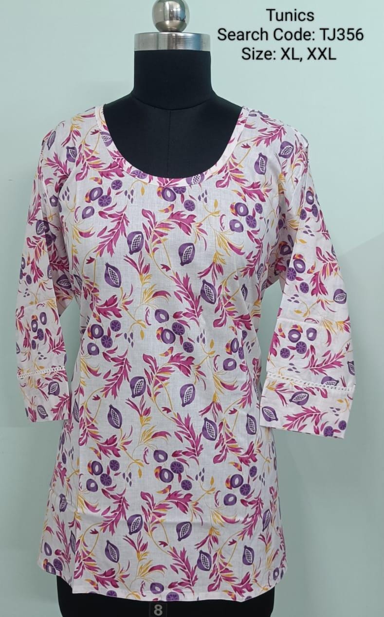 White Jaipur Cotton Tunics / Peplum Tops -TJ356