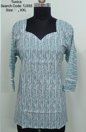 White Jaipur Cotton Tunics / Peplum Tops -TJ355