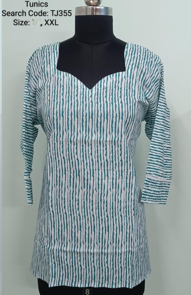 White Jaipur Cotton Tunics / Peplum Tops -TJ355