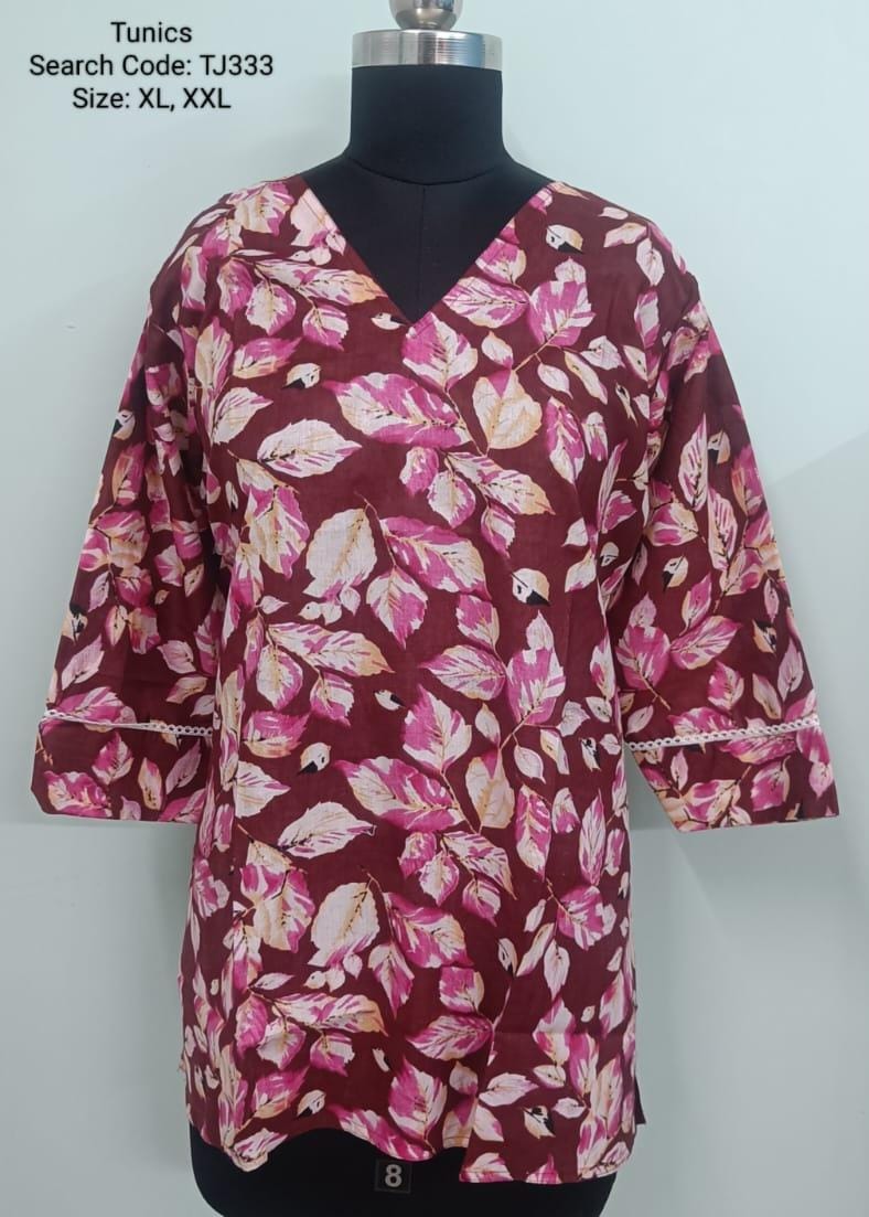 Rani Pink Jaipur Cotton Tunics / Peplum Tops -TJ333