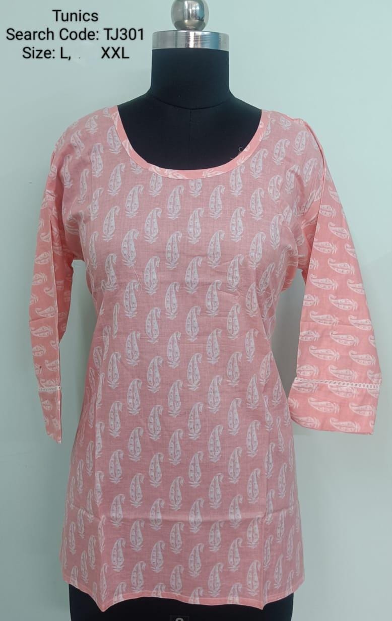 Pink Jaipur Cotton Tunics / Peplum Tops -TJ301