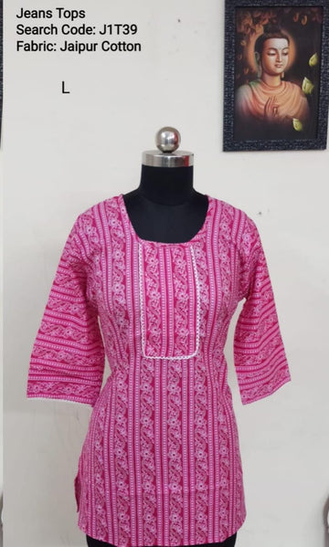 Pink Jaipur Cotton Tunics / Peplum Tops - J1T39