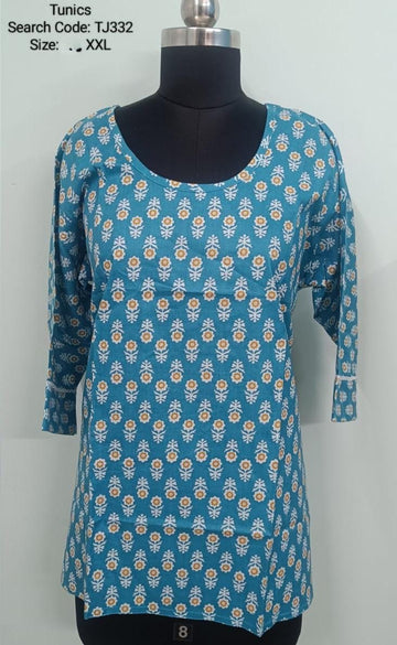 Blue Jaipur Cotton Tunics / Peplum Tops -TJ332