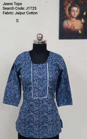 Blue Jaipur Cotton Tunics / Peplum Tops -J1T25