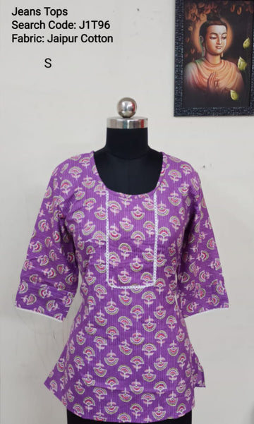 Purple Jaipur Cotton Tunics / Peplum Tops -J1T96