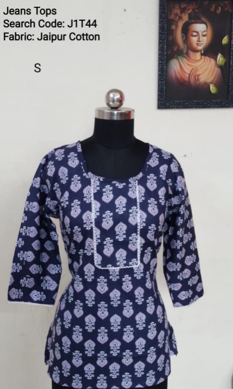 Ink Blue Jaipur Cotton Tunics / Peplum Tops -J1T44