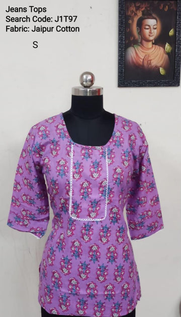 Purple Jaipur Cotton Tunics / Peplum Tops -J1T97