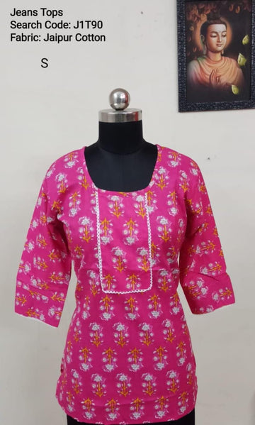 Rani Pink Jaipur Cotton Tunics / Peplum Tops -J1T90
