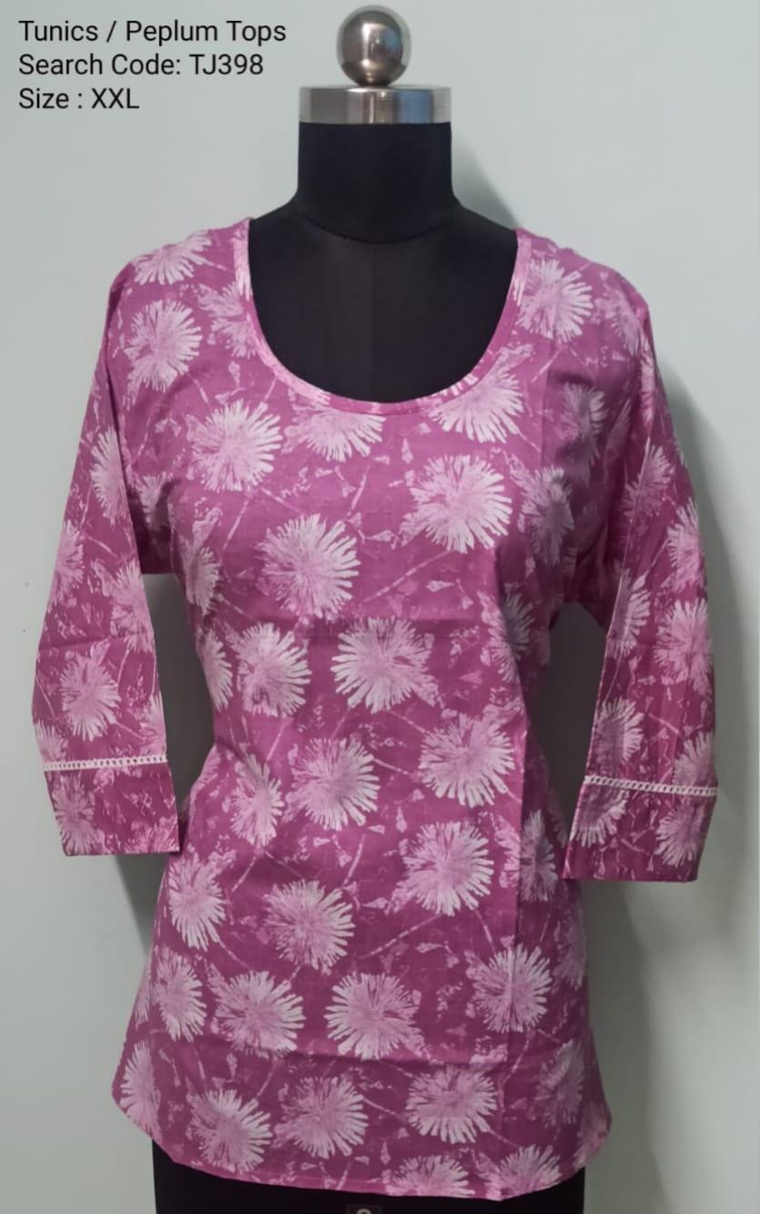 Purple Jaipur Cotton Tunics / Peplum Tops -TJ398