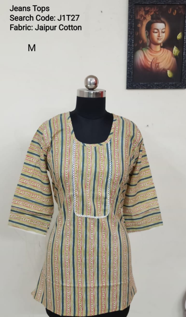 Mustard Jaipur Cotton Tunics / Peplum Tops -J1T27